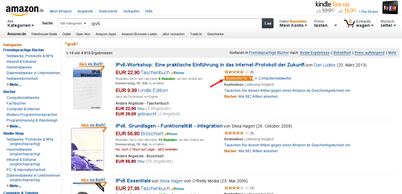 Amazon Bestseller IPv6-Workshop