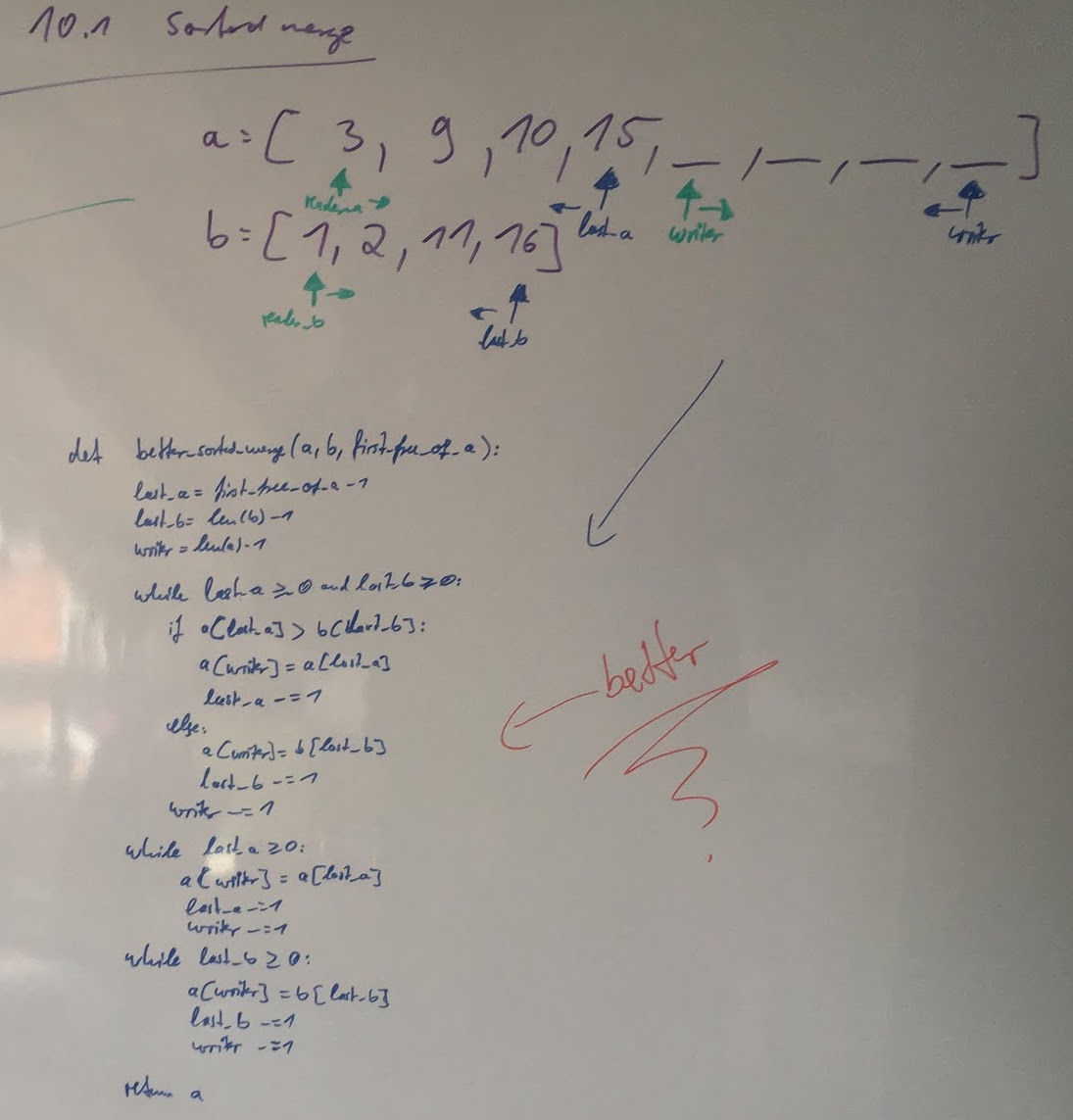 Two arrays of integers and some code made out of while loops.